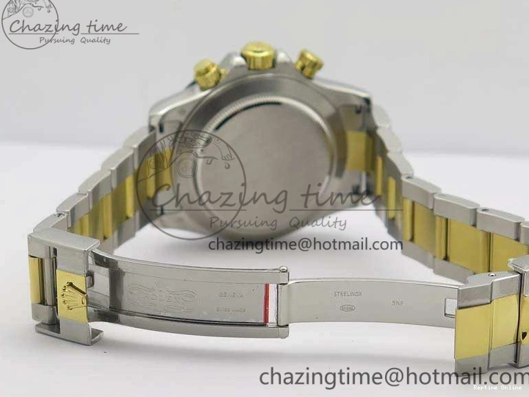 1230 FlexibleFit Daytona SS YG Ceramic Bezel JH Best Edition Gold Dial On SS YG Bracelet A 3528